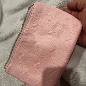 Victoria's Secret Pink Embossed Love Cosmetic Bag